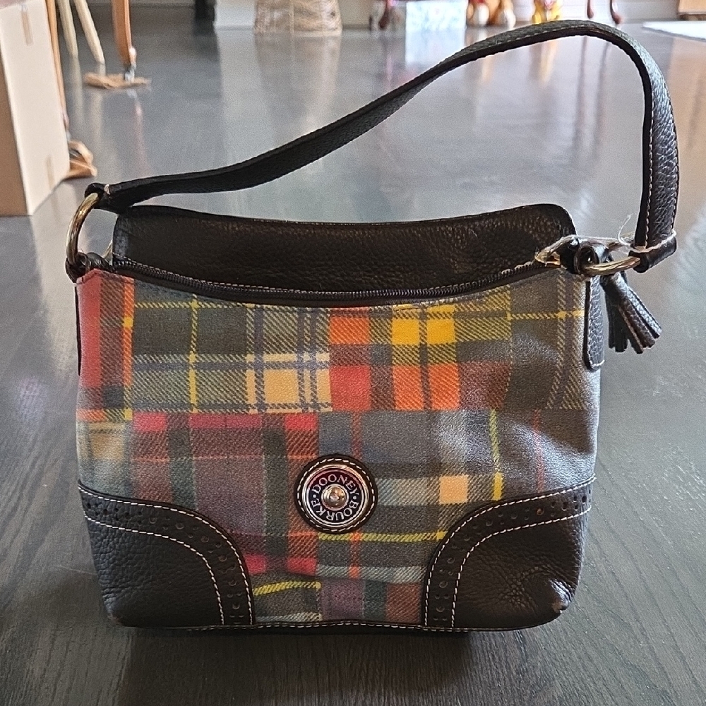 Dooney & Bourke Red and Yellow Shoulder Bag with Leather Trim